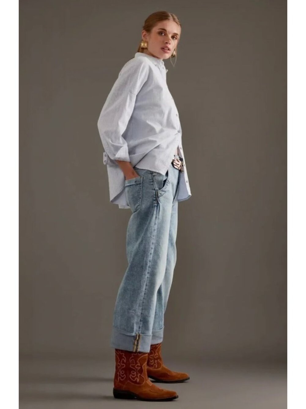 Pilcro Anthropologie Acid Light Wash Blue Denim Lonnie Wide Leg Baggy Jeans